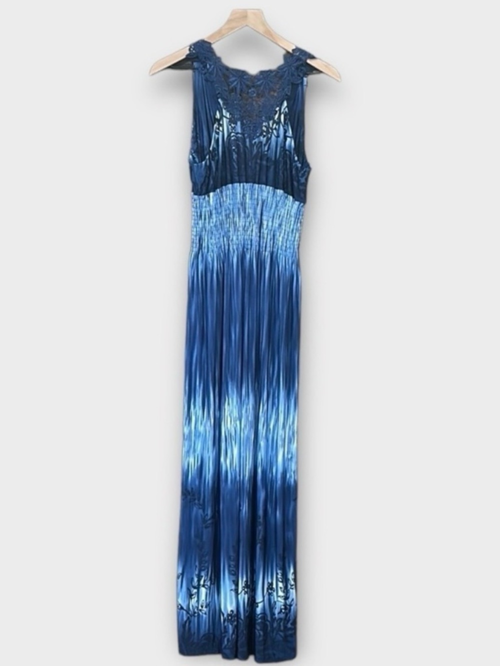 CM Resort Wear Beach Maxi Haltar Dress Blue Size XL - Picture 3 of 4